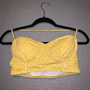 NWOT Yellow Polka Dot Retro Bikini Top